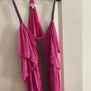 La Rock pink and black tank top metal detail